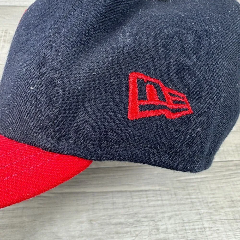 New Era Cleveland 59Fifty Guardians Baseball Cap Mens 7 1/8 Navy Red Fitted Hat